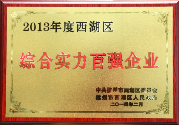2013年度西湖区综合实力百强企业