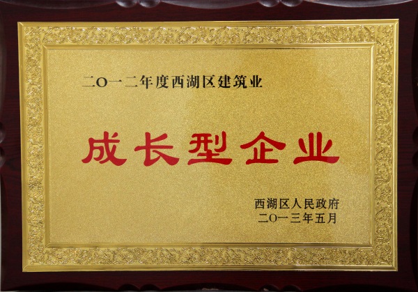 2012年度西湖区建筑业成长型企业